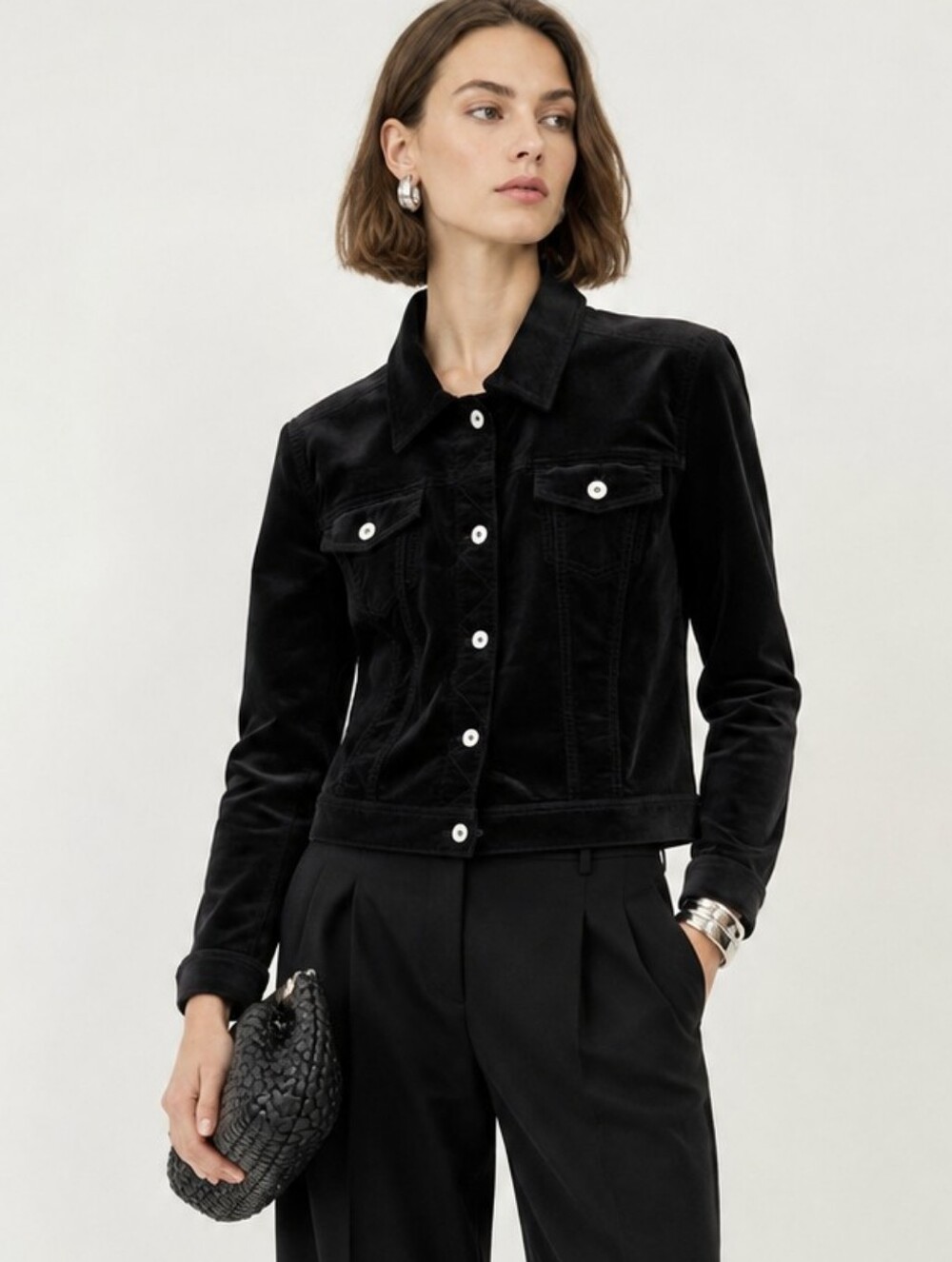 J Jill Black Velvet Like Jean Style Jacket